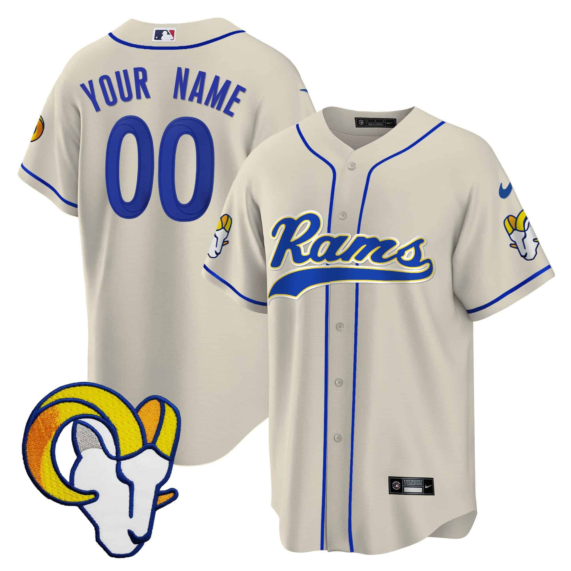 Men Los Angeles Rams Cream 2024 Nike Baseball Custom NFL Jersey